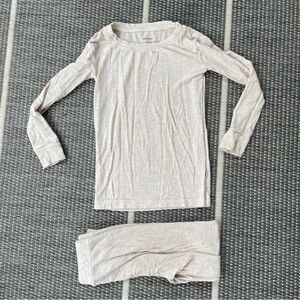 Little Sleepies Heather Oatmeal Ribbed Bamboo Viscose Two Piece Pajama Set, 3T